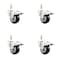 Service Caster 3 Inch 316SS Black Polyurethane Wheel Swivel 1/2 Inch Stem Caster Set Lock Brake SS316TSTTL20S314-PPUB-BLK-121315-4 - alternate 1